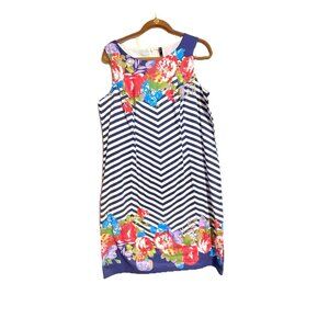 Foil Dress Women's Size 10 Floral Red, White  And  Blue Sleeveless Maxi Cotton